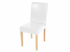 Chaise de salle à manger littau, chaise de cuisine, cuir ~ blanc, pieds clairs