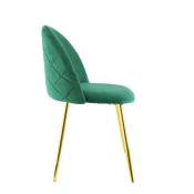 Chaise de salon SHELBY 50x45x80H cm fauteuil vintage en velours et pieds dorés (Vert)