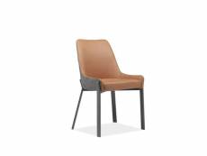 Chaise en tissu suédine capitonné marron et brun pieds métal - ceramik 66087399