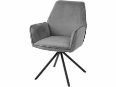 Chaise fauteuil rembourré salon bureau avec accoudoirs rotation 90° en velours gris fal04034