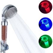Comely - Pomme de douche led 3 couleurs tête de douche température douchette spa Chrome abs pour accessoires de salle de bains [Classe énergétique e]