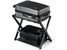 Costway support de bagage pliant en métal avec 4 sangles durables, capacité de charge 60kg,noir (1 pc)