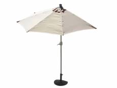 Demi parasol semi-circulaire balcon terrasse uv 50+ polyester/aluminium 3kg avec une portée de 270 cm crème avec support 04_0003849