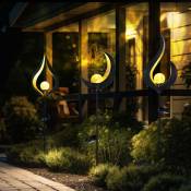 Ensemble de 3 Lampes solaires à led Design Éclairage extérieur Décoration Plug Flame Design