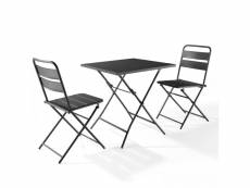 Ensemble table de jardin pliante et 2 chaises acier gris - palavas