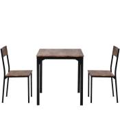 Ensemble table et 2 chaises de indus marron vintage