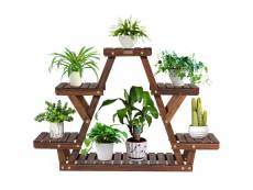 Étagère pour plantes en bois 6 tablettes 99x25x64,5cm, support plante charge 10kg par niveau terrasse, jardin, balcon, salon