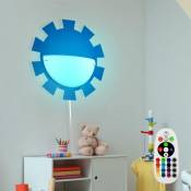 Etc-shop - Lampe de chambre d'enfant lampe de salle de jeux applique murale lampe pour enfant, télécommande dimmable mémoire acier verre blanc bleu,