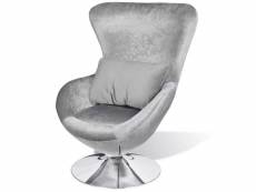 Fauteuil chaise siège lounge design club sofa salon en forme d’œuf argenté helloshop26 1102060par5