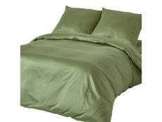 Homescapes parure de lit en coton égyptien bio 400 fils vert mousse 155 x 200 cm BL1540A