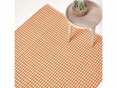 Homescapes tapis - carreaux vichy orange blanc 110