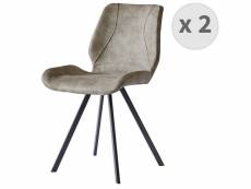 Horizon - chaise microfibre marron clair et noir brossé (x2) Chaise indus microfibre vintage brun clair et noir brossé (x2)