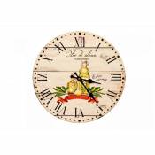 Horloge Ancienne Murale Huile d'Olive 34cm - Bois -