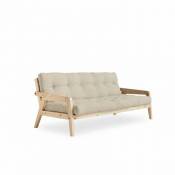 Karup Design - Banquette ajustable grab en pin massif naturel avec matelas futon beige 130x190