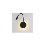 Lampe de lecture de chevet LED 3 + 8W Lampe de lecture LED flexible Swan (Noir) Applique murale Lampe de lecture LED avec interrupteur Blanc chaud