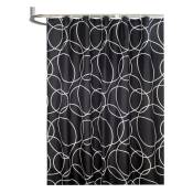 Le rideau de douche en tissu polyester imperméabilise les rideaux de douche de salle de bain, cercle argenté noir (72x72)