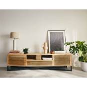 Lisa Design - Medellin - meuble tv - bois et noir - 200 cm - noir / bois - Noir / Bois