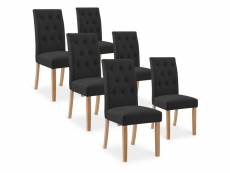 Lot de 6 chaises capitonnées gaya tissu noir