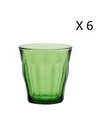 Lot de 6 - Verre à eau 31 cl en verre trempé résistant teinté vert