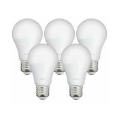 Lot x5 Ampoules led standard, culot E27, cons. 9W, eq. 60W, blanc chaud