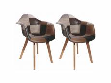 Melo - lot de 2 fauteuils scandinaves aspect vieux cuir
