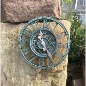 Memkey - Grande horloge de jardin rétro - Résistante aux intempéries - Horloge de salle de bain - Décoration vintage - Sans tic-tac