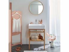 Meuble de salle de bain 60 cm hopp avec miroir rond et vasque carrée andy