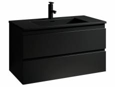 Meuble de salle de bain angela 100 cm - lavabo noir - meuble bas meuble vasque meuble vasque