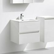 Meuble salle de bain design simple vasque siena largeur 60 cm blanc laqué - Blanc