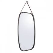 Miroir à suspendre en verre et bambou noir 74x43cm