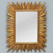 Miroir soleil convexe rectangulaire doré 24x29cm - Doré