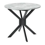 Mobilier1 - Table Edmond 111, Marbre gris + Noir, 77cm, Allongement, Stratifié, Métal - Marbre gris + Noir