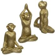 Objet résine singe yoga doré 17 cm X3 - Or