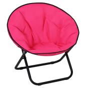 Outsunny Loveuse fauteuil rond de jardin fauteuil lune papasan pliable grand confort 80L x 80l x 75H cm grand coussin fourni oxford rose-AOSOM.fr