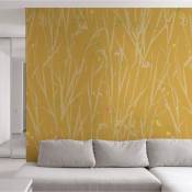 Papier peint panoramique herbes folles jaune 300x250cm