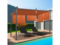 Pergola édition spéciale toit rétractable 3x4 m et 4 stores terracotta