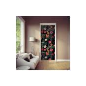 Plage - Sticker autocollant Hibiscus multicolore pour portes et placards, 204 cm x 83 cm - Multicouleur