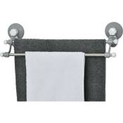 Porte-serviettes Gris Blanc 2 Barres en Inox sur ventouses extra adhérentes l 50 cm Tendance Gris / blanc