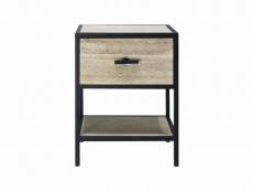 Rebecca mobili table de chevet avec étagère, meuble de chambres métal et bois,beige noir 1 tiroir 47.5x35x25 cm RE6601