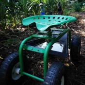 Siège de jardin à roues larges pour outils - Charge maximale de 150 kg