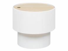 Table basse ronde en mdf coloris blanc - diamètre 38,5 x hauteur 35 cm