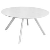 Table de jardin ronde Seven en aluminium - blanc 150 cm - Proloisirs