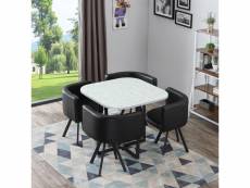Table et chaises oslo effet marbre et simili noir