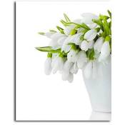 Tableau fleurs dans un vase blanc - 80 x 120 cm - Vert
