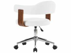 Vidaxl chaise pivotante de bureau blanc bois courbé et similicuir 3054837
