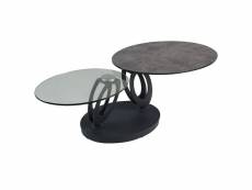 Vitak - table basse ovale plateaux verre et céramique