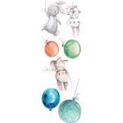 1 ensemble mignon lapin et ballon sticker mural lapin autocollant mural chambre salon TV mur porte décor peintures murales (lapin et ballon)