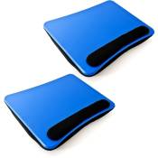 2x Support Genoux Ordinateur Portable Coussin ergonomique Amovible poignée pour tablette 44 x 34 x 5 cm, bleu