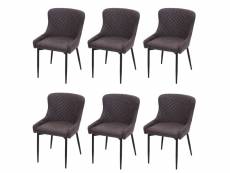 6x chaise de salle à manger hwc-h79, chaise inclinable, métal vintage ~ tissu/textile gris foncé