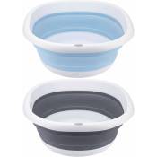 Ahlsen - Lot de 2 lavabos pliables 10 l baignoire 2,6 gallons évier à vaisselle pliable en plastique silicone seau de rangement panier à linge
